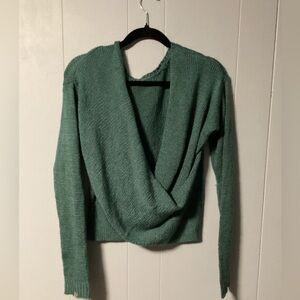 Women’s Forever 21 Contemporary Knit Teal Long Sleeved Teal Wrap Sweater